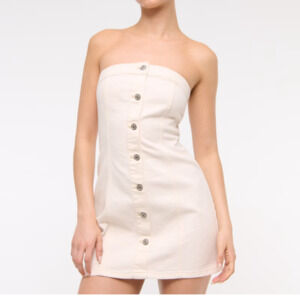 Abercrombie and Fitch white denim mini dress size medium – only worn once!